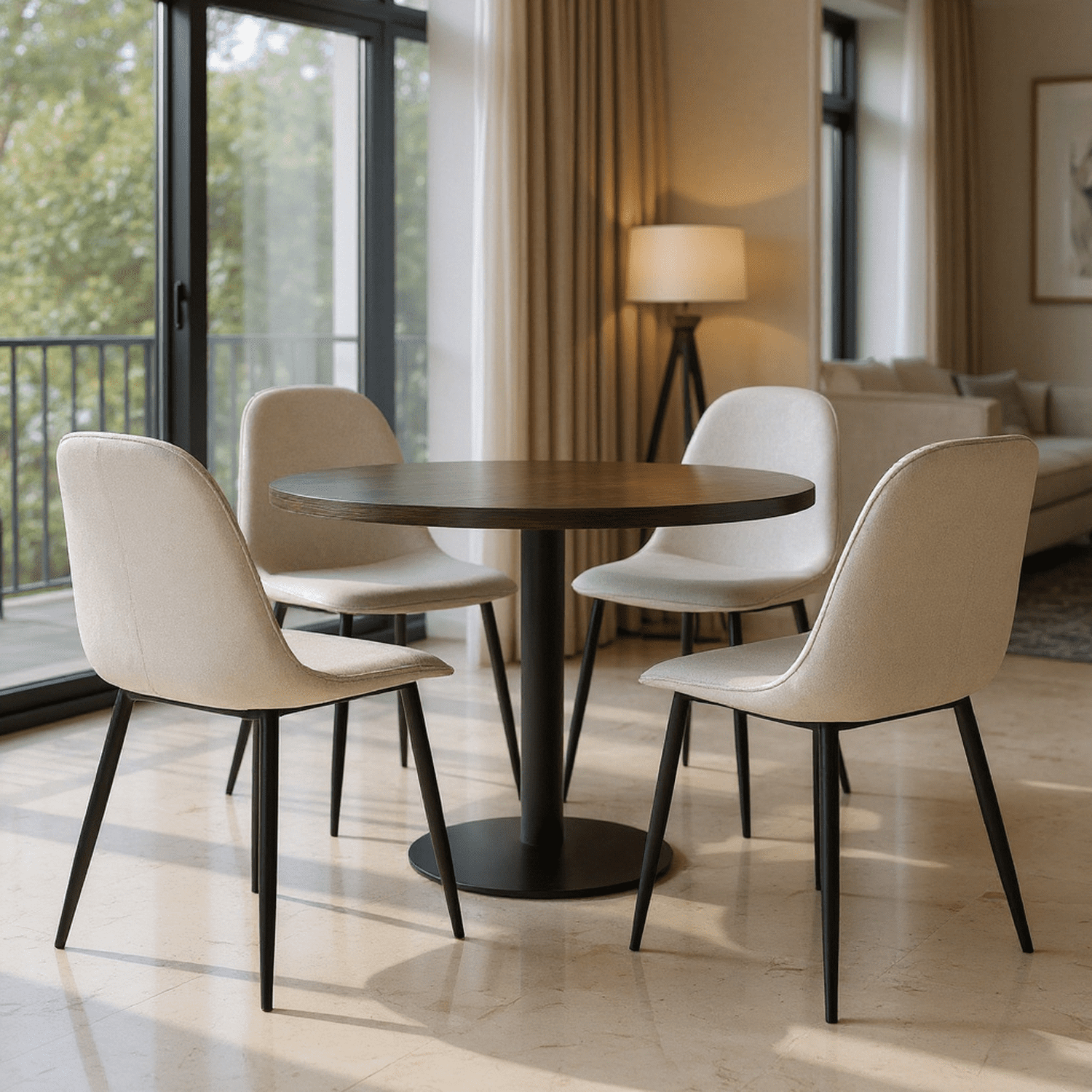 Homy Casa Set of 4 Modern Dining Chairs Upholstered Side Chairs with Ergonomic Curved Back and Sturdy Metal Legs for Hotel Dining Room Restaurant and Banquet Hall