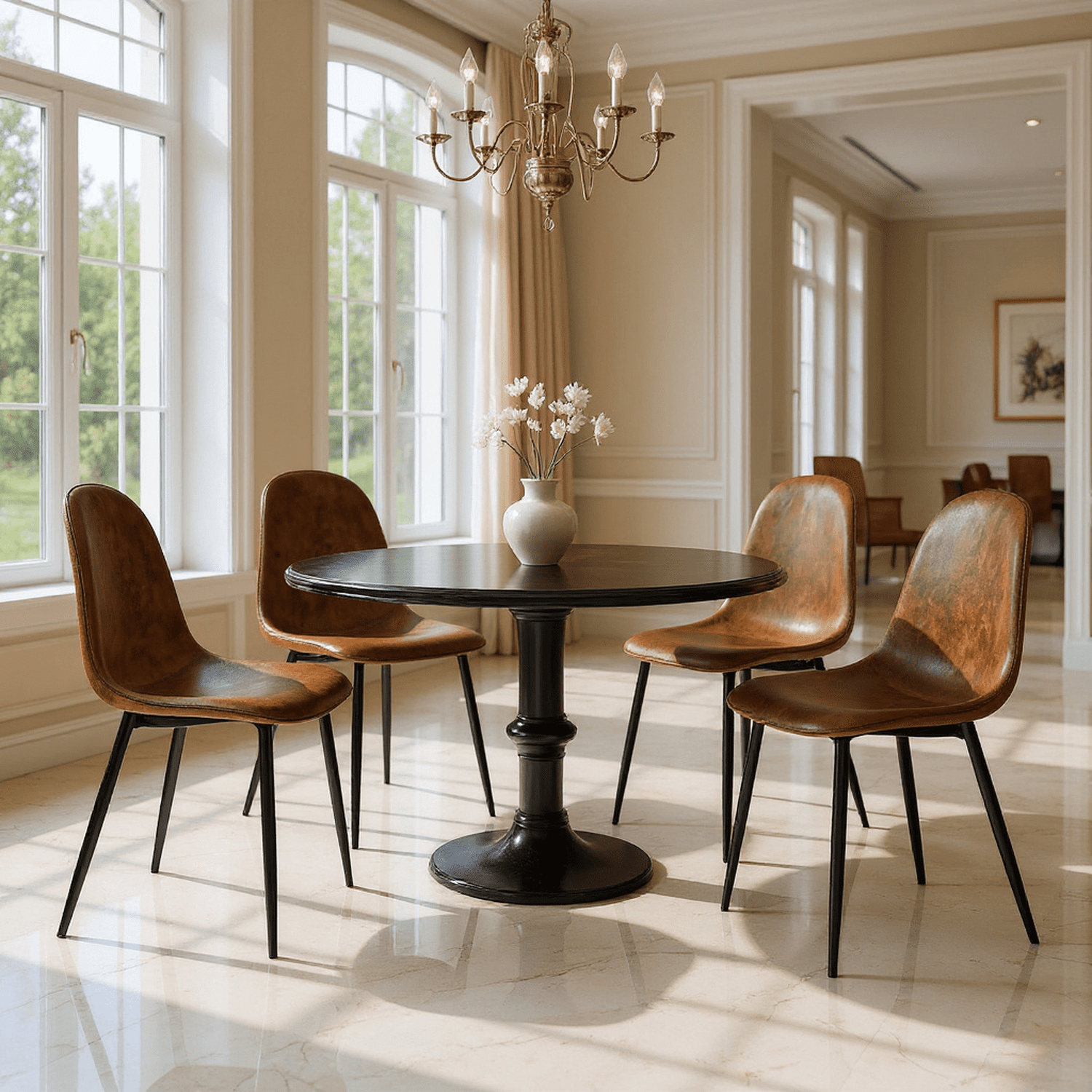 Homy Casa Set of 4 Modern Dining Chairs Upholstered Side Chairs with Ergonomic Curved Back and Sturdy Metal Legs for Hotel Restaurant Banquet Hall and Dining Room