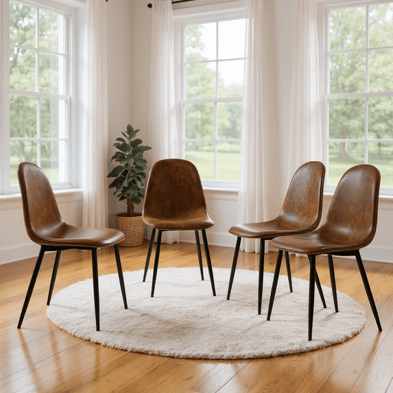 Homy Casa Set of 4 Modern Dining Chairs Upholstered Side Chairs with Ergonomic Curved Back and Sturdy Metal Legs for Living Room Dining Area Kitchen and Apartment