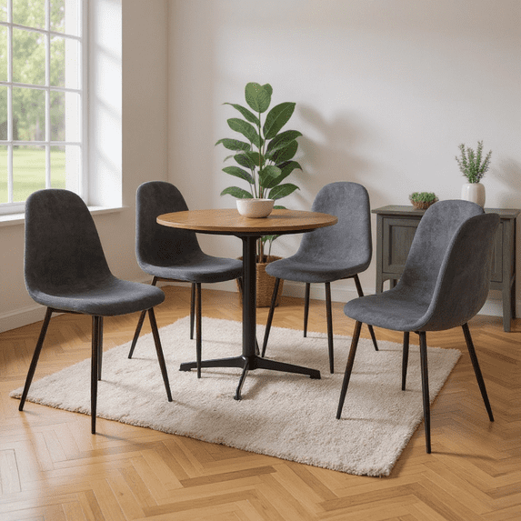 Homy Casa Set of 4 Modern Dining Chairs Upholstered Side Chairs with Ergonomic Curved Back and Sturdy Metal Legs for Living Room Dining Room and Apartment