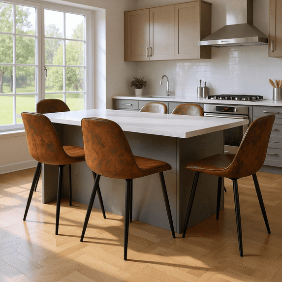 Homy Casa Set of 4 Modern Dining Chairs Upholstered Side Chairs with Ergonomic Curved Back and Sturdy Metal Legs for Open Kitchen Dining Room and Apartment