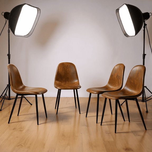 Homy Casa Set of 4 Modern Dining Chairs Upholstered Side Chairs with Ergonomic Curved Back and Sturdy Metal Legs for Photography Studio Dining Area and Creative Space