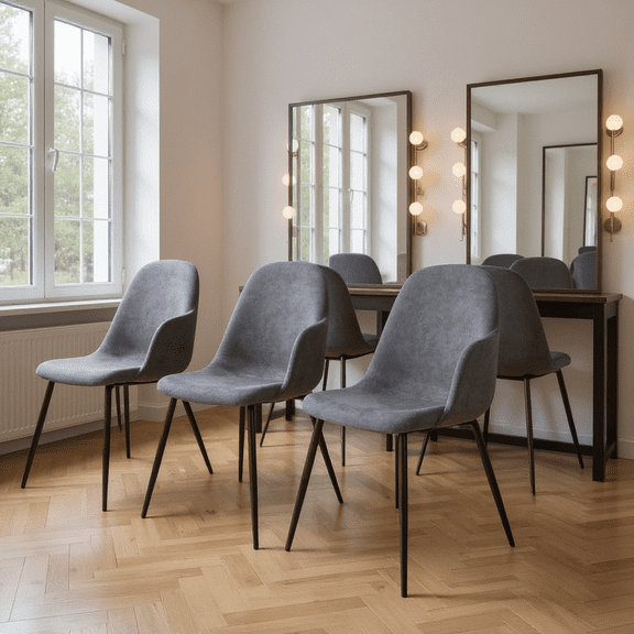 Homy Casa Set of 4 Modern Salon Chairs Upholstered Side Chairs with Ergonomic Curved Back and Sturdy Metal Legs for Beauty Salon Waiting Area Spa and Studio