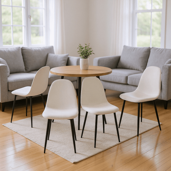 Homy Casa Set of 4 Upholstered Dining Chairs Modern Accent Side Chairs with Ergonomic Curved Back and Sturdy Metal Legs for Living Room Dining Room and Kitchen