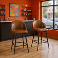 thumbnail image 1 of Homy Casa Set of 2 Bar Stools with Upholstered Seat and Metal Legs, 26" Seat Height for Salon Reception, Nail Salon Counter, and Beauty Spa, 1 of 7