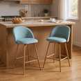 thumbnail image 1 of Homy Casa Set of 2 Counter Stools Bar Chairs with Upholstered Seat and Oak Wood Legs for Breakfast Nook, Kitchen Island and Dining Room, 1 of 7