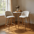 thumbnail image 1 of Homy Casa Set of 2 Counter Stools Bar Chairs with Upholstered Seat and Oak Wood Legs for Breakfast Nook, Kitchen Island and Dining Room, 1 of 7