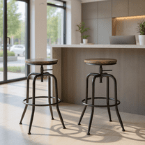 Homy Casa Set of 2 High Bar Stools with Ergonomic Backrest and 360-Degree Swivel for Reception Areas, Office Lobbies and Waiting Rooms