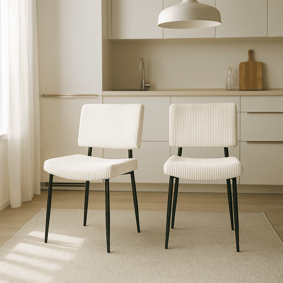 Homy Casa Set of 2 Upholstered Dining Chairs for Kitchen & Modern Dining Room, Beige