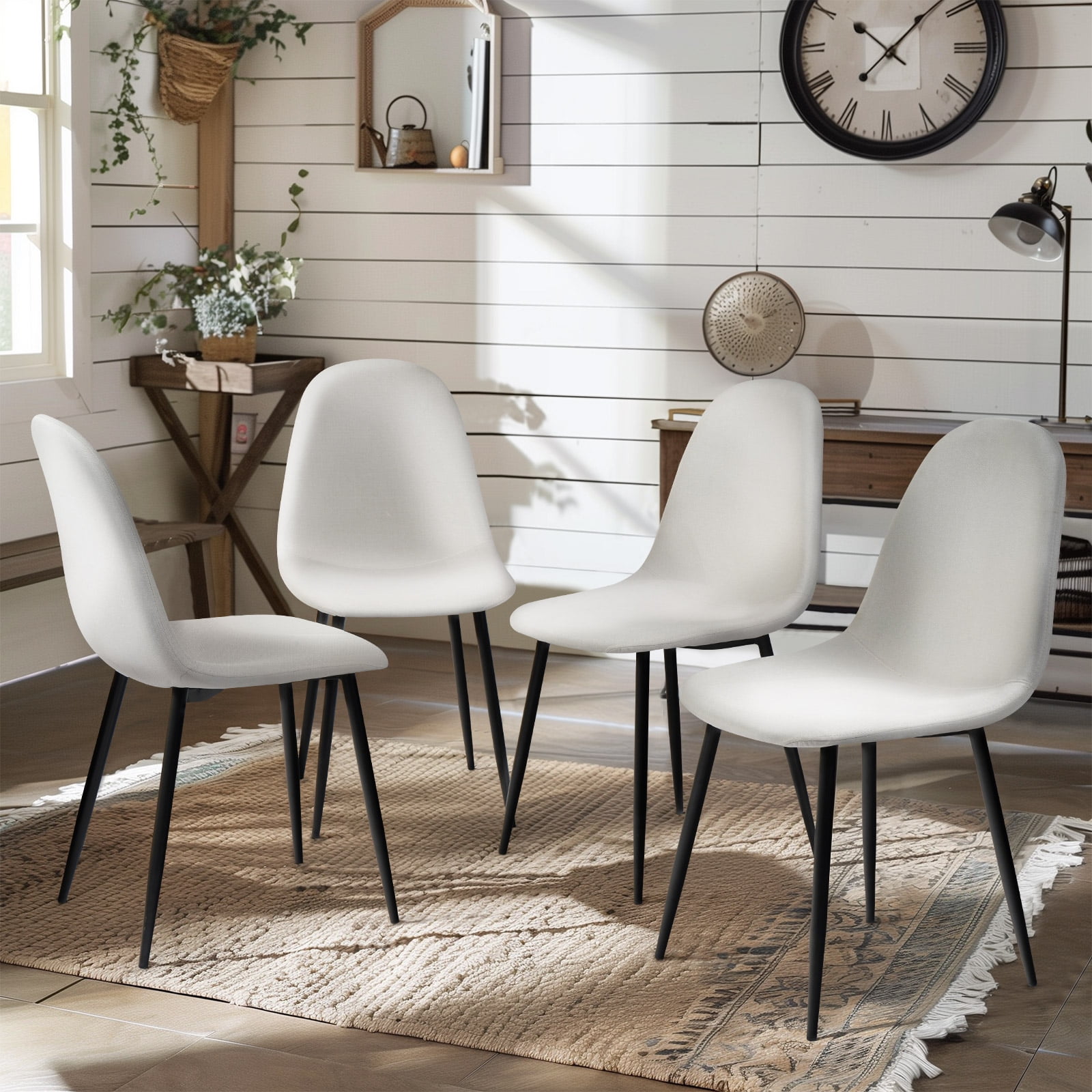 Homy Casa Modern 4 Set Velvet Dining Chairs with Metal Legs for Kitchen ...