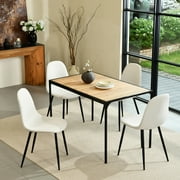 Homy Casa Upholstered Dining Chairs for Kitchen & Dining Room, Metal Legs, Set of 4, Beige