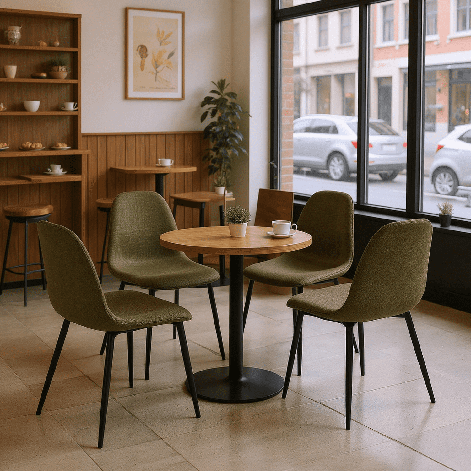 Homy Casa Set of 4 Modern Dining Chairs Upholstered Side Chairs with Ergonomic Curved Back and Metal Legs for Café Coffee Shop Bistro and Restaurant