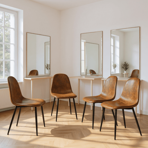 Homy Casa Set of 4 Modern Salon Chairs Upholstered Side Chairs with Ergonomic Curved Back and Sturdy Metal Legs for Beauty Salon Spa and Waiting Area