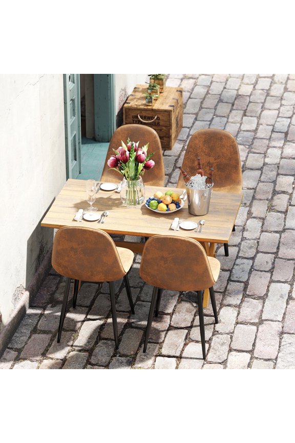 Modern Dining Chairs Upholstered Fabric Outdoor Restaurant Booth Seats Set of 4, Suede Brown