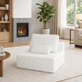 thumbnail image 1 of Homy Casa Single Modular Sofa Seat, Chenille Armless Lounge for Living Room, Cream White, 1 of 7