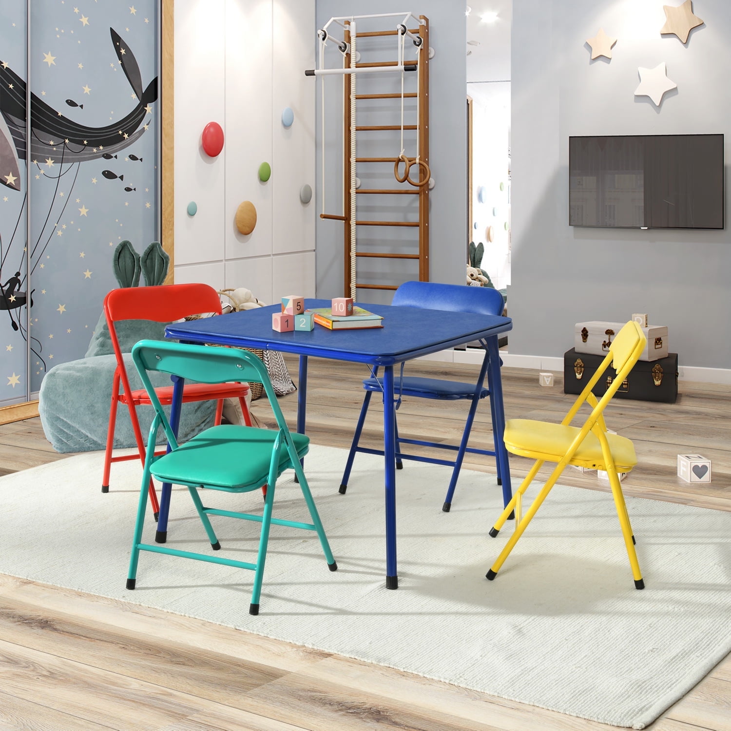 Homy Casa Kids Study Table and 4 Chairs Set for Toddler and Kids