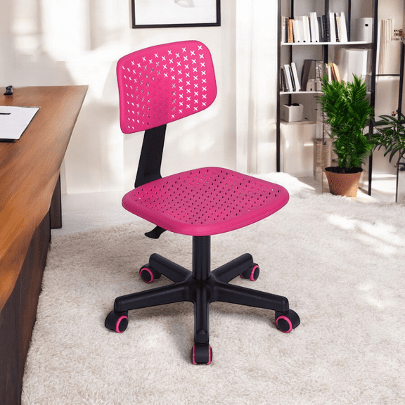 Homy Casa Small Comfortable Pink Office Chair With Swivel Adjustable Height for Study Playroom
