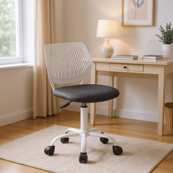 Homy Casa Adjustable Height Desk Stool with 360° Swivel, Ergonomic Design and Quiet Casters for Guest Room, Temporary Office and Writing Desk