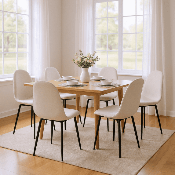 Homy Casa Set of 4 Dining Chairs Modern Upholstered Side Chairs with Ergonomic Curved Back and Sturdy Metal Legs for Kitchen Dining Room and Living Room