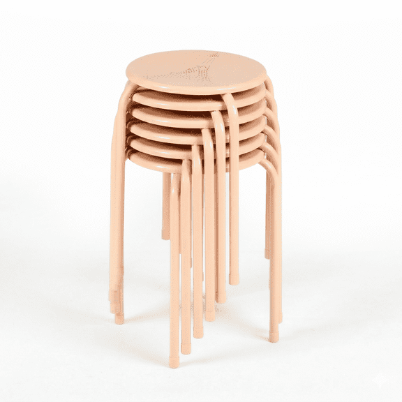 Homy Casa Folding Stackable Chair Set of 6, Metal Stools for Classroom, Kitchen Craft Room, Pink