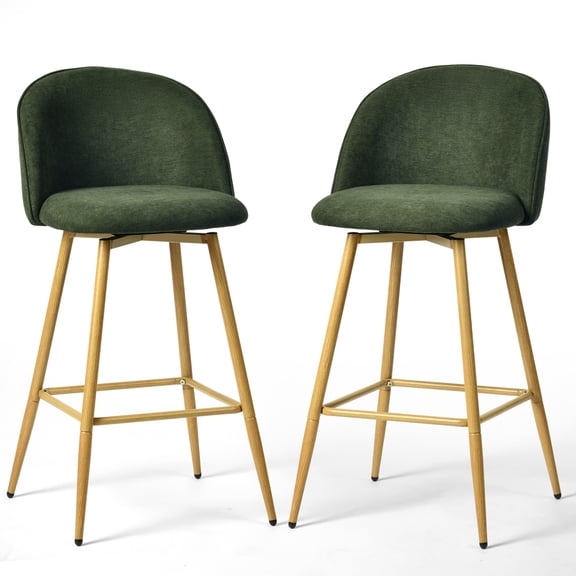 Homy Casa 26" Swivel Counter Height Bar Stools, Set of 2, Kitchen Island Chairs, Forest Green