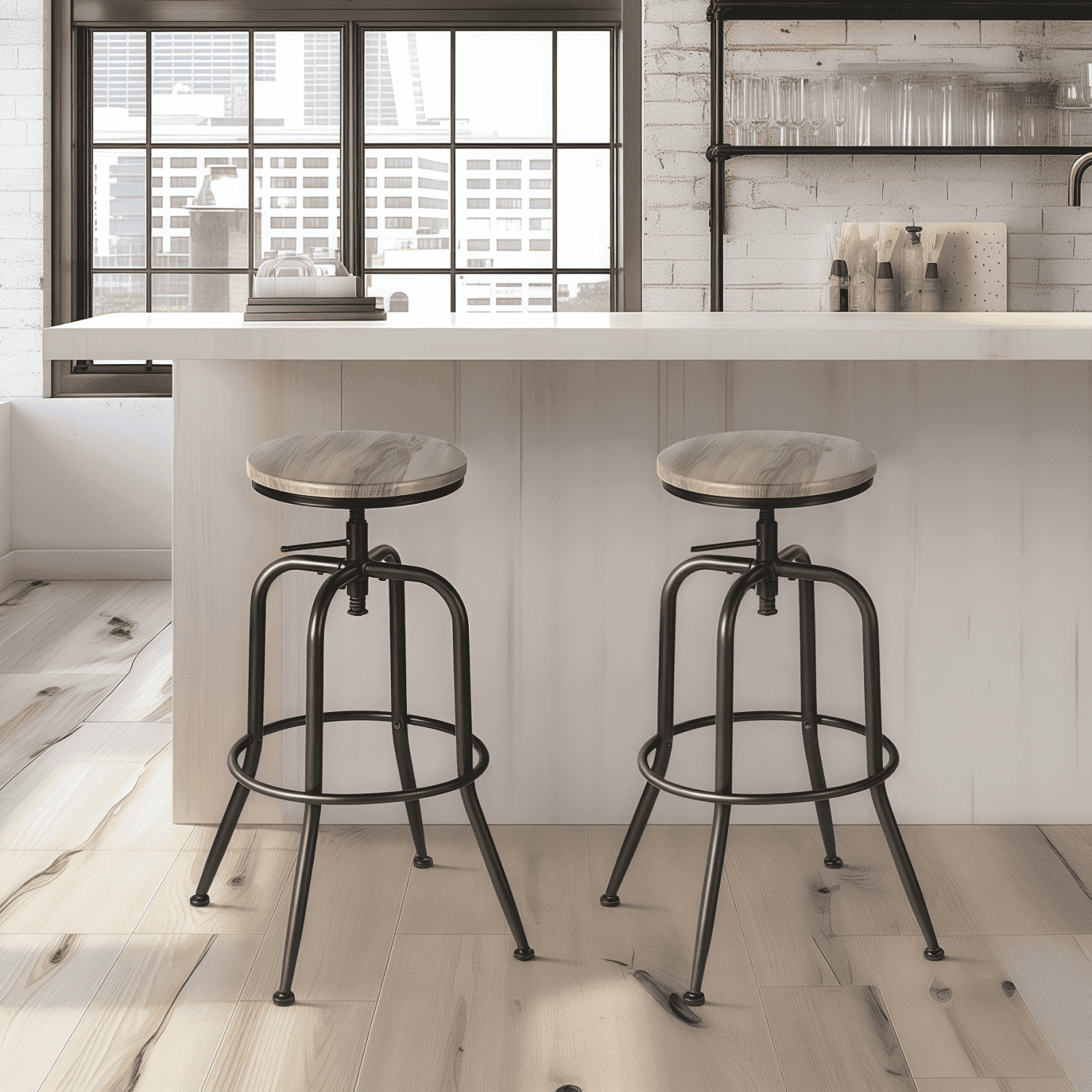 Homy Casa Set of 2 Professional Makeup Chairs with Adjustable Height and Swivel Function for Photo Studios, Salons and Dressing Rooms