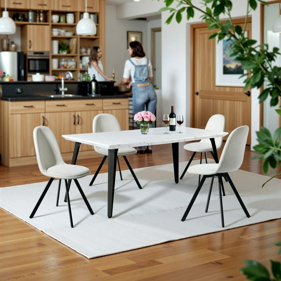 Homy Casa Swivel Dining Chairs Set of 4, Upholstered Kitchen Chairs for Living Room Office, Beige