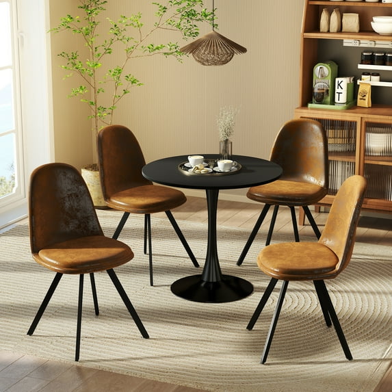 Homy Casa Swivel Dining Chairs Set of 4, Upholstered Kitchen Chairs for Living Room Office, Brown