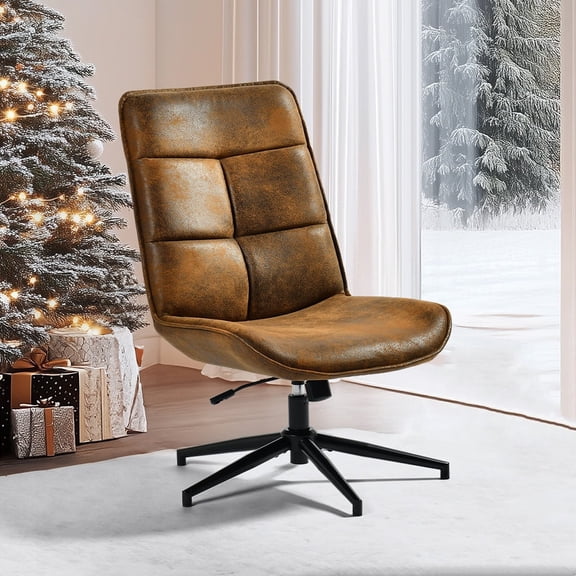 Homy Casa Swivel Guest Chair, Modern Classic Height Adjustable Reception Chair with Wide Seat High Back for Waiting Room Office Home Meeting Conference, Brown