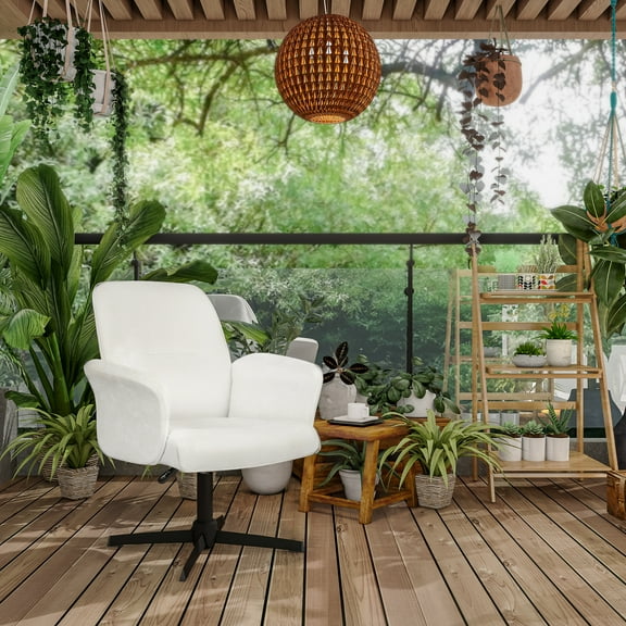 Homy Casa Swivel Reception Guest Chair, Adjustable Height Armchair for Conference Waiting Room Beige