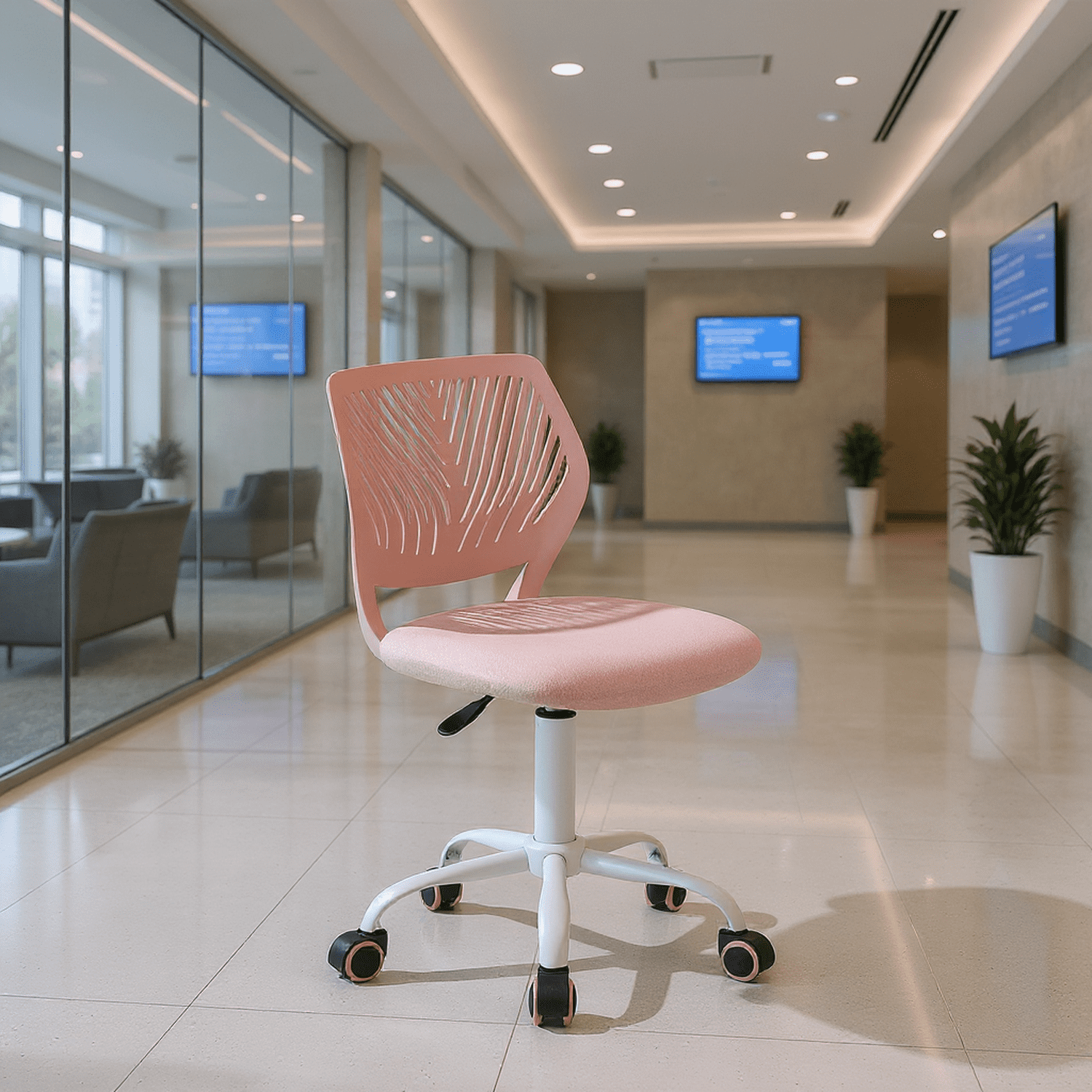 Homy Casa Modern Swivel Office Lobby Reception Chair for Professional Waiting Room, Rose Quartz