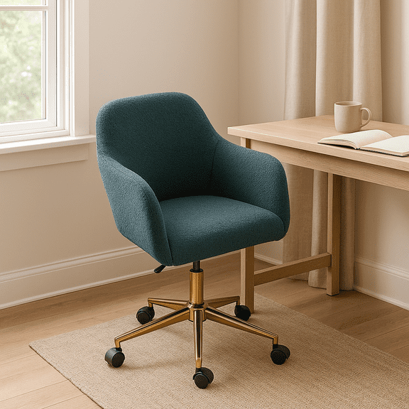 Homy Casa Teddy Desk Chair for Cozy Home Office Comfort and Modern Workspace Style, Green