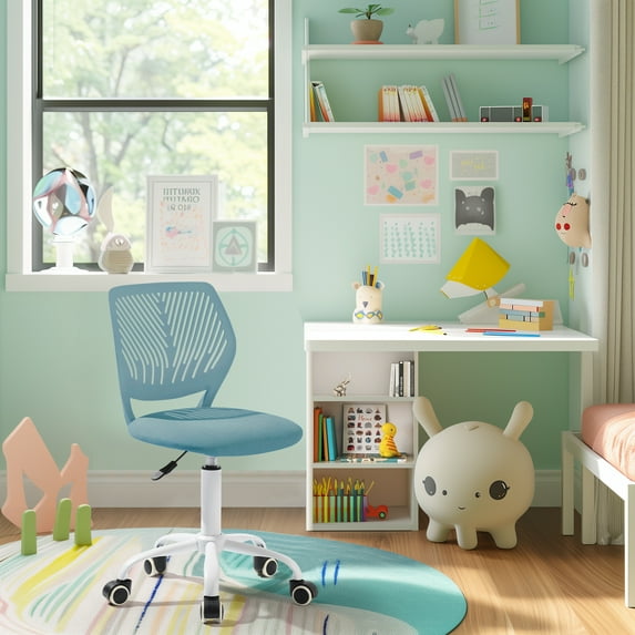 Homy Casa Adjustable Kids Desk Chair, Ergonomic Student Chair for Study, School or Bedroom, Blue