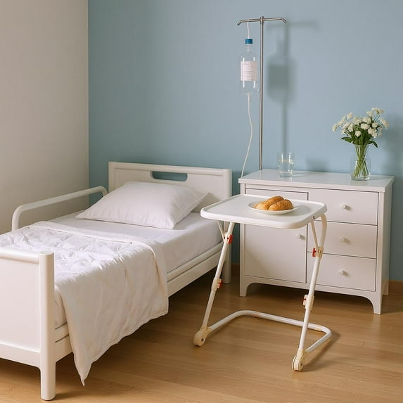 Homy Casa Adjustable Folding Bedside Table with Cup Holder and Foldable Design for Bedroom, Living Room, and Small Spaces