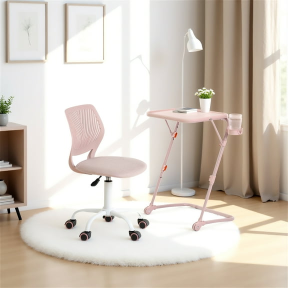 Homy Casa Adjustable Folding Desk with Cup Holder for Home Office, Study, and Laptop Use