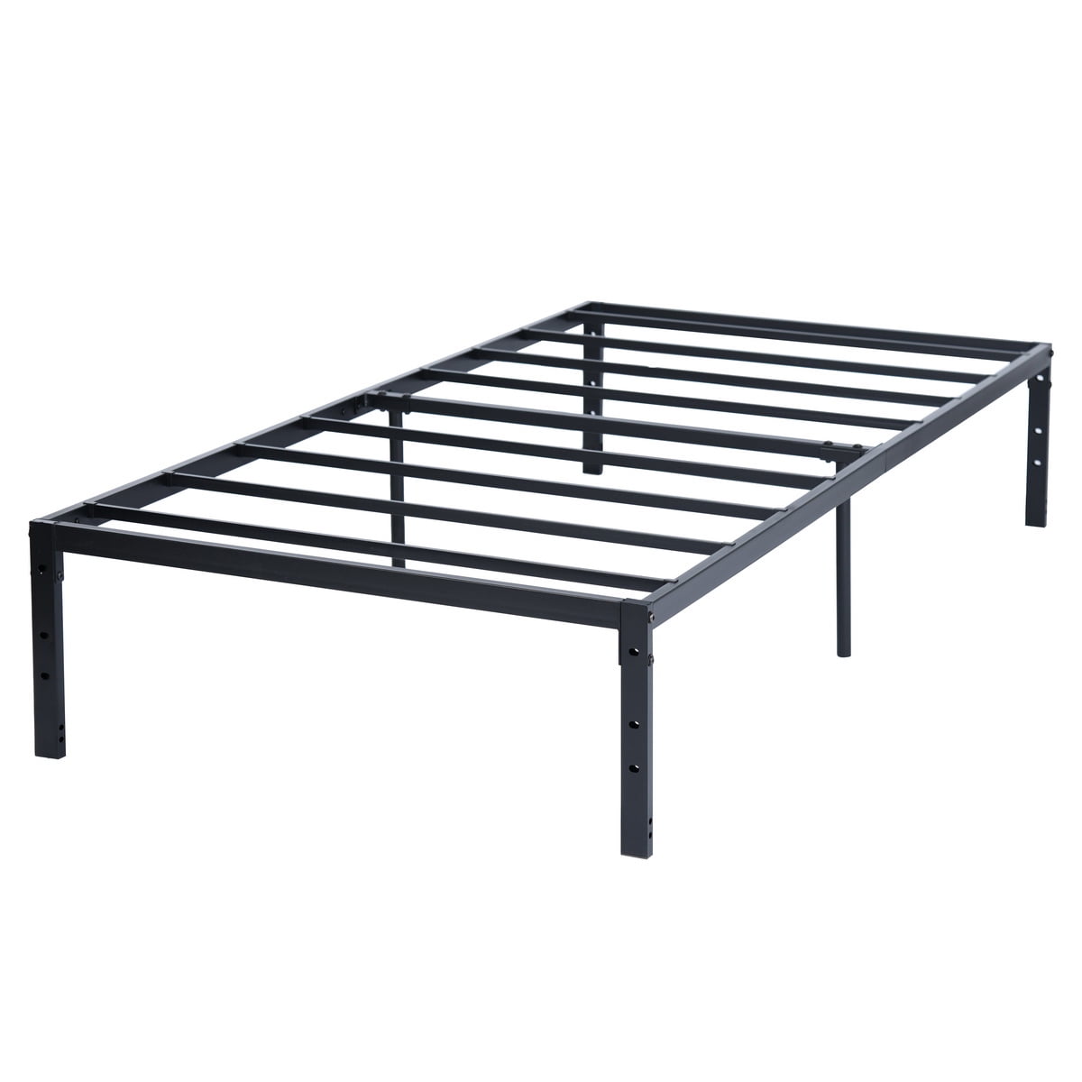 Twin Black Metal Frame Platform Bed with Storage