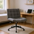 thumbnail image 1 of Homy Casa Upholstered Bedroom Office Chair, Adjustable Swivel Home Desk Chair for Work from Home, Gray, 1 of 10