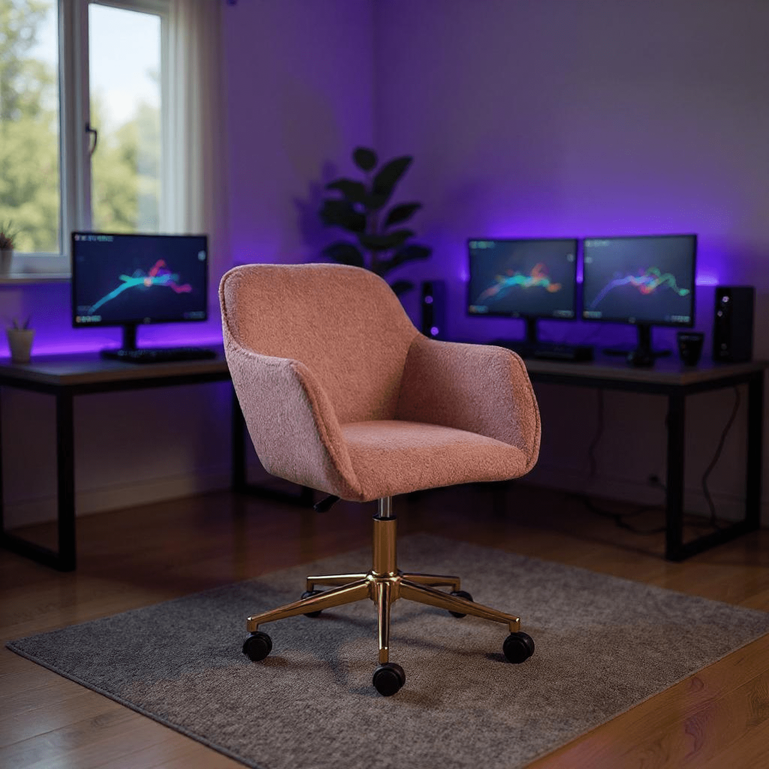 Homy Casa Upholstered Video Game Chair with Gold Base for Home Gaming ...