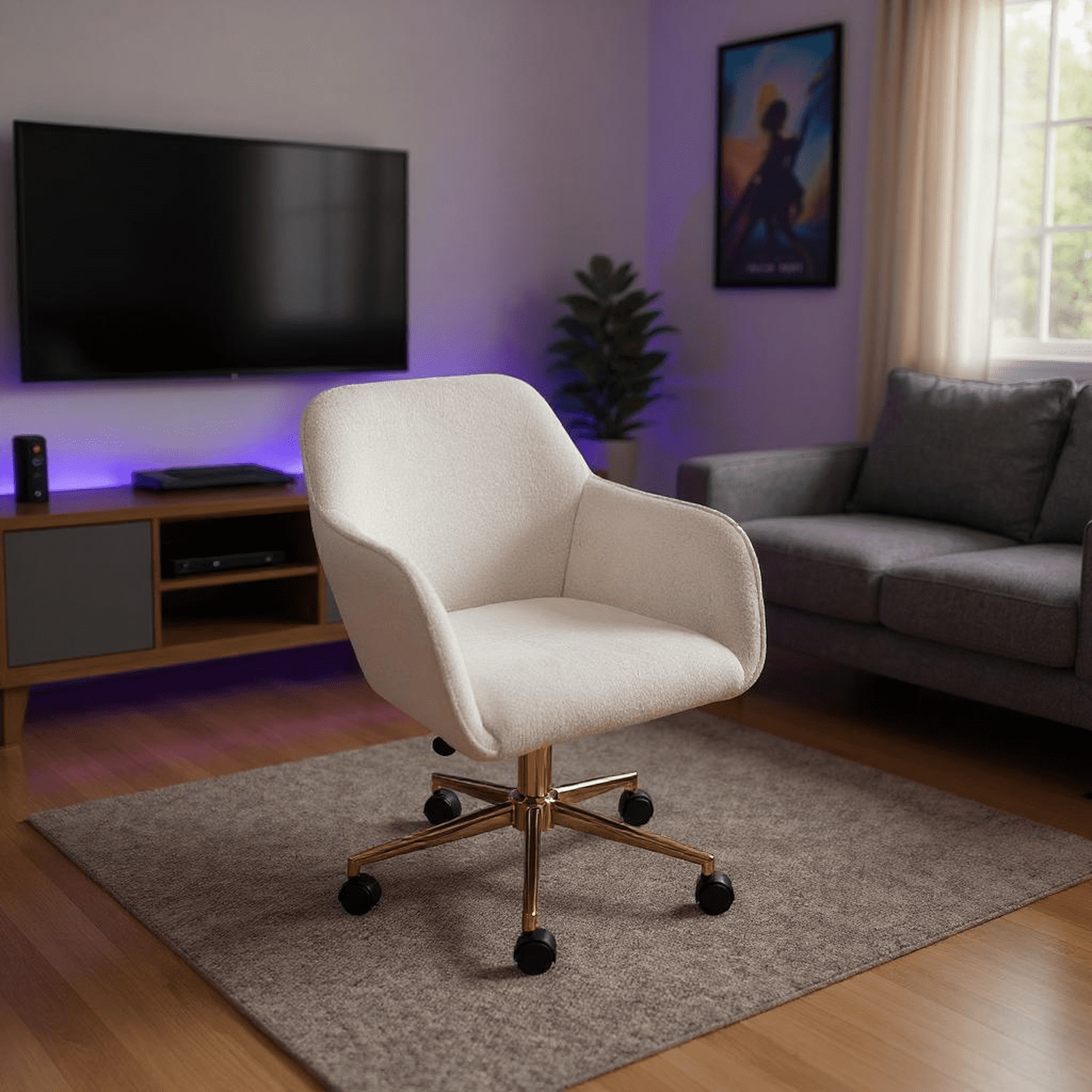 Homy Casa Upholstered Video Game Chair with Gold Base for Home Gaming ...