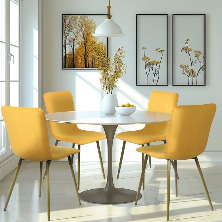 Homy Casa Colorful Set of 4 Velvet Dining Chairs Vibrant Yellow Modern Upholstered Side Chairs Walmart
