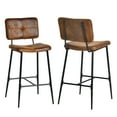 thumbnail image 1 of Homy Casa 26.7" Counter Height Bar Stools, Set of 2, Brown Faux Leather, for Bistro Kitchen Island, 1 of 10