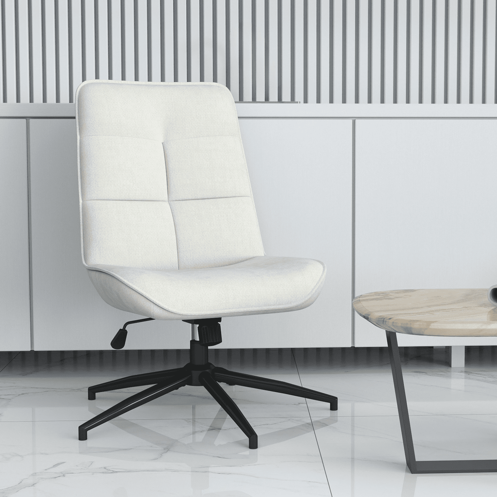 Homy Casa Reception Chair, Swivel Office Guest Chair, Adjustable Height, for Waiting Room, Beige