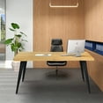 thumbnail image 1 of Homy Casa Writing Desk, 63 inch Wave-Edge Large Office Computer Work Study Table Metal Legs for Student Teacher Home Bedroom, Natural, 1 of 6