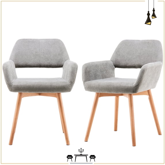 Homy Grigio Dining Chairs Set of 2, Grey Kitchen & Dining Room Chairs for Kitchen Chairs with Armrest (Gray)