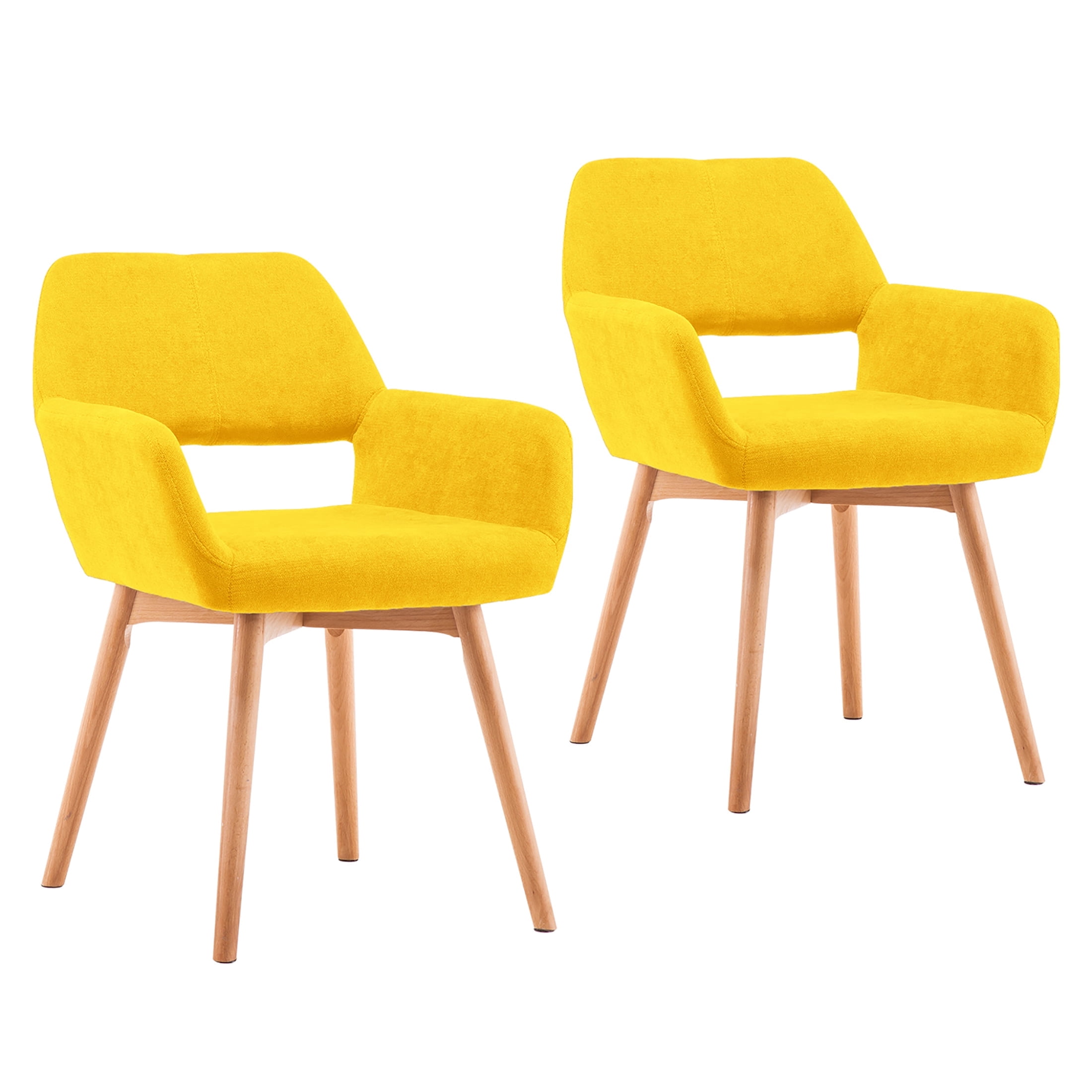 Homy Grigio Dining Chairs Set of 2 Kitchen & Dining Room Chairs for Kitchen Chairs with Armrest (Yellow)