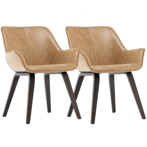 Homy Grigio Faux Leather Living Room Chairs With Armrest, Dining Chairs Set of 2 (Yellow)