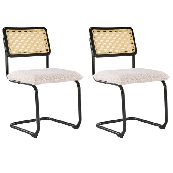 Homy Grigio Faux Leather Rattan Dining Chairs Set of 2 Kitchen & Dining Room Chairs with Metal Legs