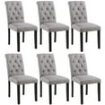 thumbnail image 1 of Homy Grigio Gray Fabric Mid Century Modern Upholstered Dining Chairs with Tufted Back and Black Solid Wood Legs sets of 6, 1 of 5
