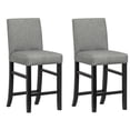thumbnail image 1 of Homy Grigio Gray Fabric Modern Upholstered 24 inch Bar Stools with Full Back and Black Solid Wood Legs sets of 2, 1 of 5