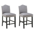 thumbnail image 1 of Homy Grigio Gray Linen Modern Upholstered 24" Bar Stools with Soft Back Sets of 2, 1 of 5